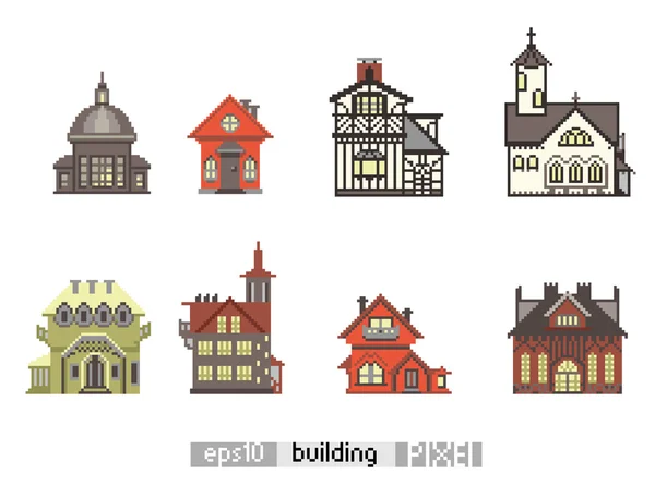 pixel art izometrik yapı kümesi
