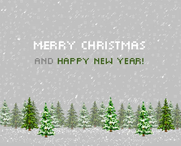 Noel tebrik kartı ağaç pixelart