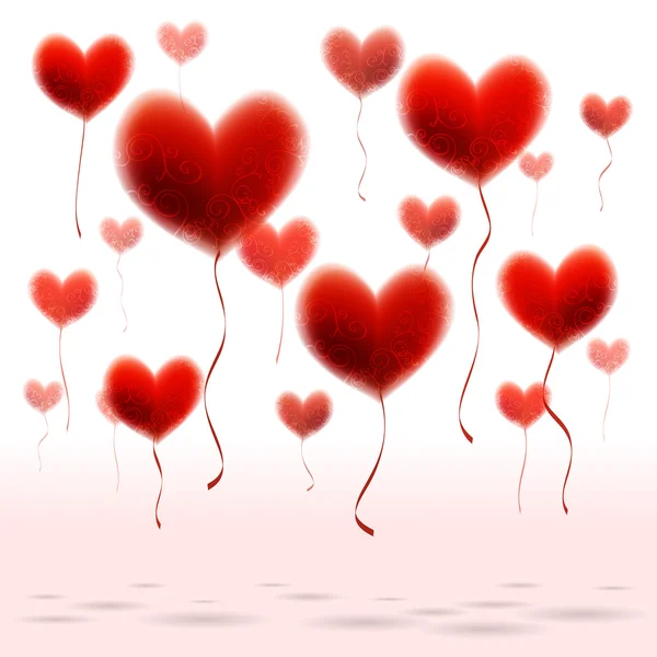 Sevgililer günü Kalp balonlar beyaz zemin üzerine — Stok Vektör