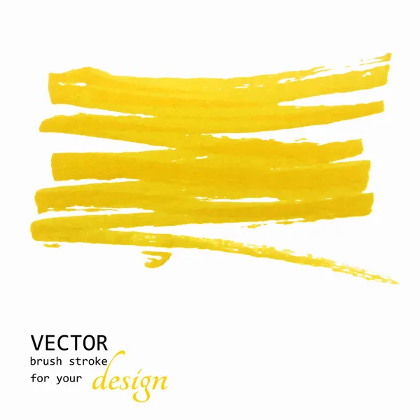 Bright yellow vector brush stroke hand painted — Stock Vector