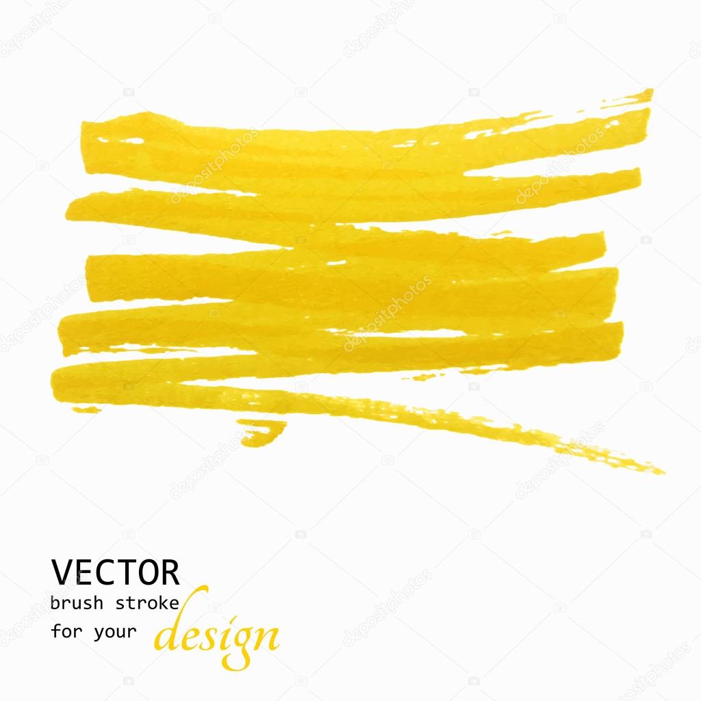 Bright yellow vector brush stroke hand painted