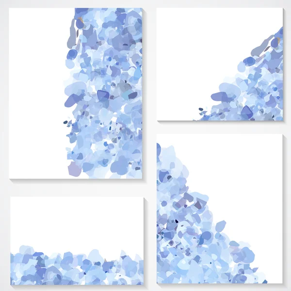 Ensemble de quatre bannières, headers avec des taches bleues — Image vectorielle