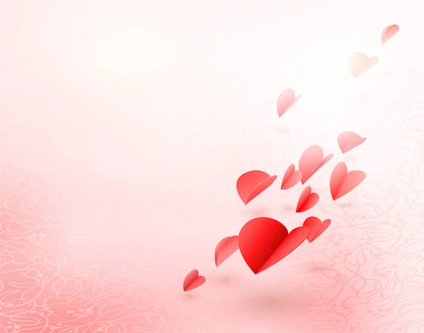 Corações Voadores Fundo Romântico Para Amor Vetor —  Vetores de Stock