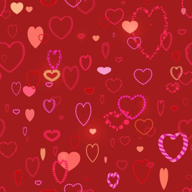 Farklı kalpleri olan, tekrar eden bir aşk şablonu. vektör