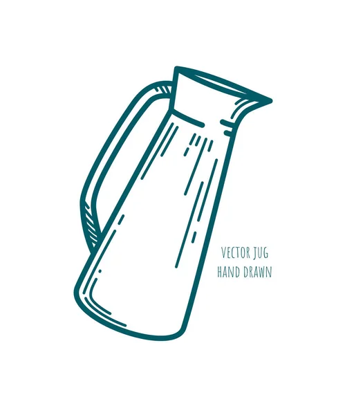 One large jug hand drawn on white background. Vector icon. Dairy store emblem. Decorative art element for menu design, advertising packaging layout. Summer drinks. Linear shaded sketch. Contour sign.