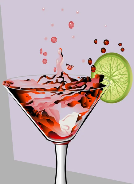 Cocktail und Limette — Stockvektor