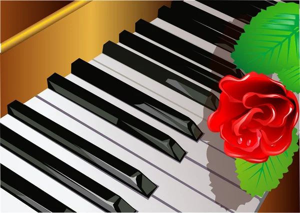 Piano and rose — Stock Vector