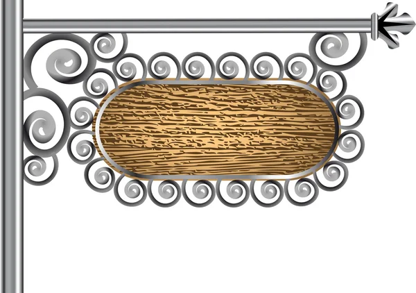 Houten teken op een metalen paal — Stockvector