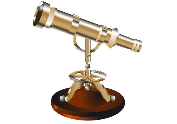 Télescope sur un socle en bois — Image vectorielle