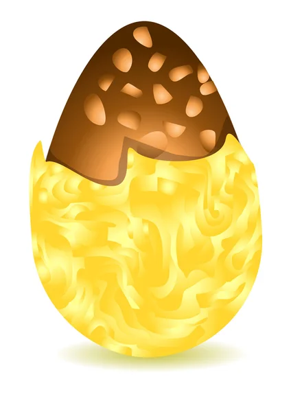 Σοκολατένιο αυγό σε ένα χρυσό περιτύλιγμα — Διανυσματικό Αρχείο