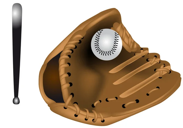 Baseball labda, kesztyű, denevér — Stock Vector