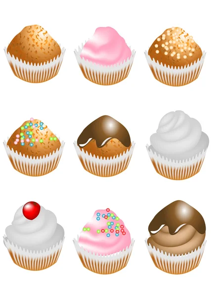 Conjunto de cupcakes — Archivo Imágenes Vectoriales