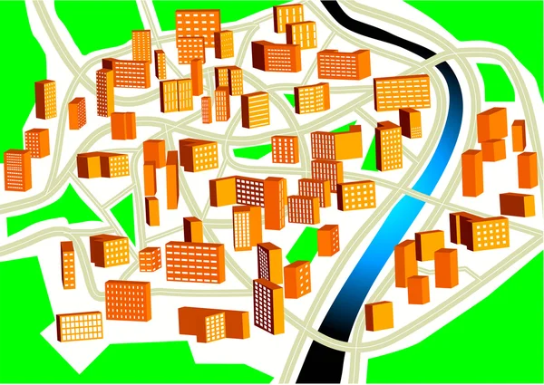 Town plan — Stock Vector