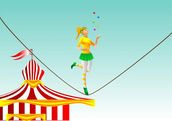 Circus. girl on a rope — Stock Vector