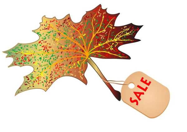 Maple leaf with the label sale — Vector de stoc