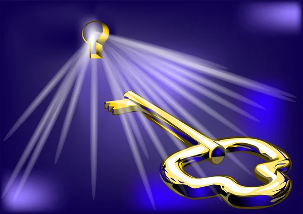 Altın anahtar ve kilit — Stok Vektör