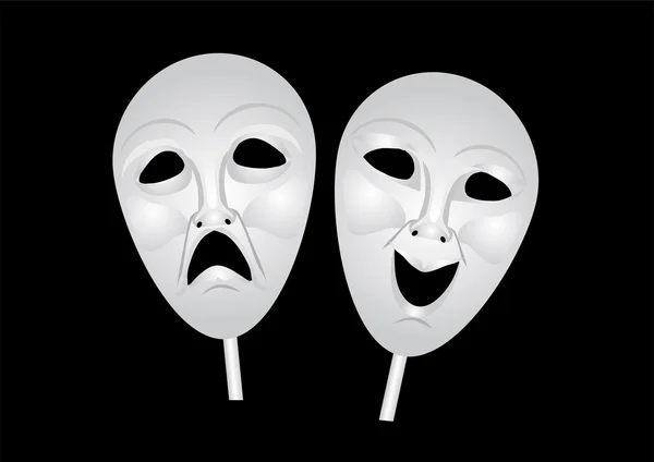 Divadelní masky drama a komedie — Stockový vektor