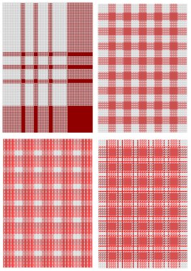 Beyaz ve kırmızı kareli masa örtüsü seti