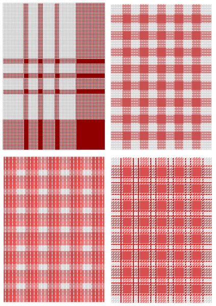 Conjunto de manteles a cuadros blancos y rojos — Archivo Imágenes Vectoriales