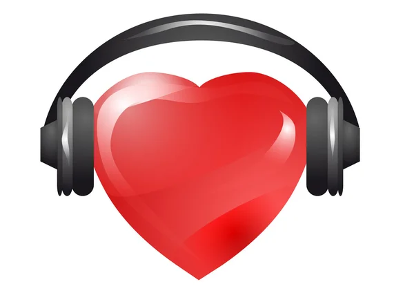 Heart with headphones — Stock Vector