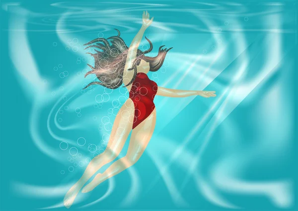 Woman under water — Stock Vector