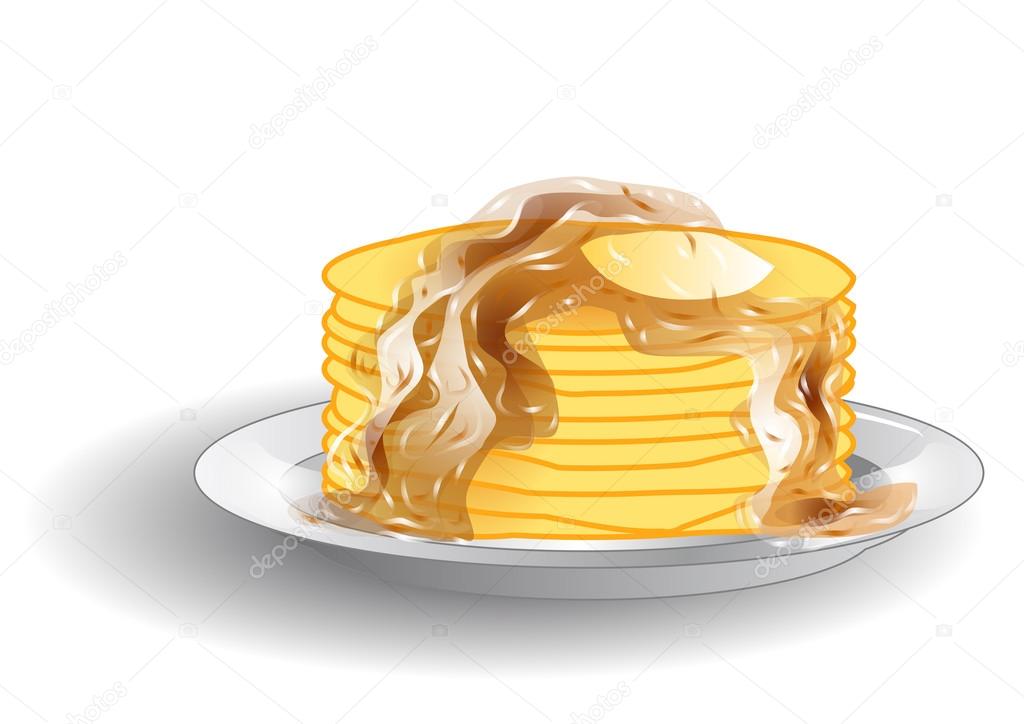 Stack of pancakes and syrup ⬇ Vector Image by © arkela Vector Stock