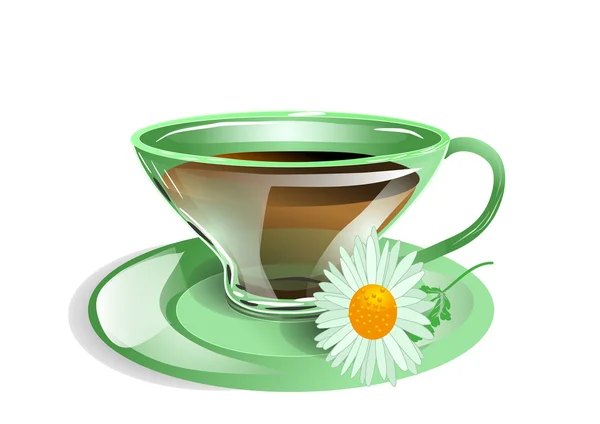 Cup of tea with chamomile — Stock Vector