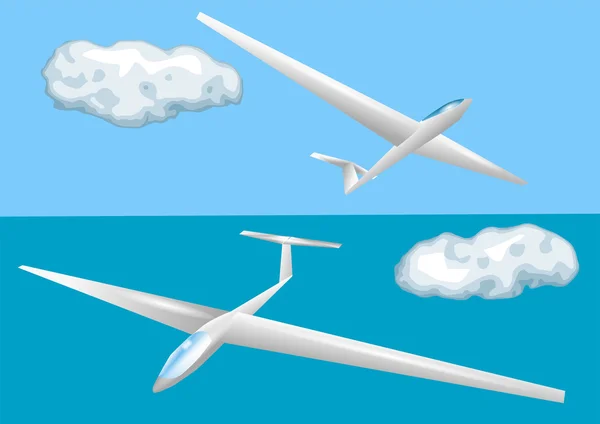 Segelflugzeuge und Wolken — Stockvektor