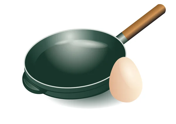 Frying pan and egg — Stock Vector