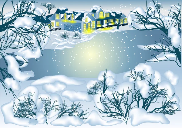Paysage hivernal — Image vectorielle