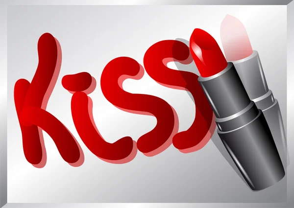 Rossetto e parola bacio — Vettoriale Stock