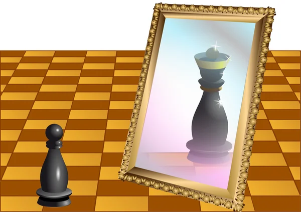 Peón de ajedrez como la reina — Vector de stock