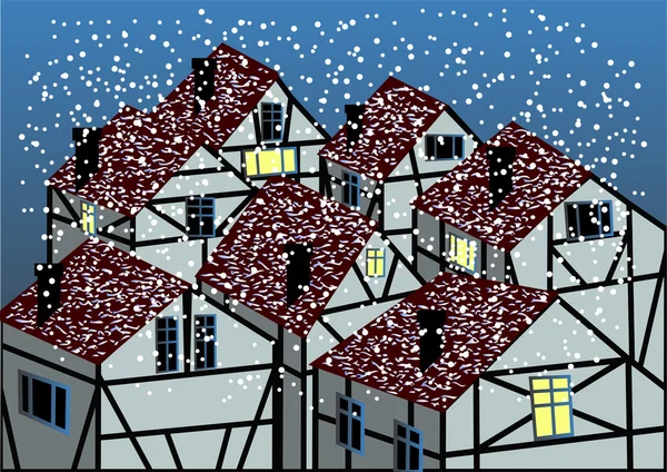 Chutes de neige dans la ville abstraite — Image vectorielle