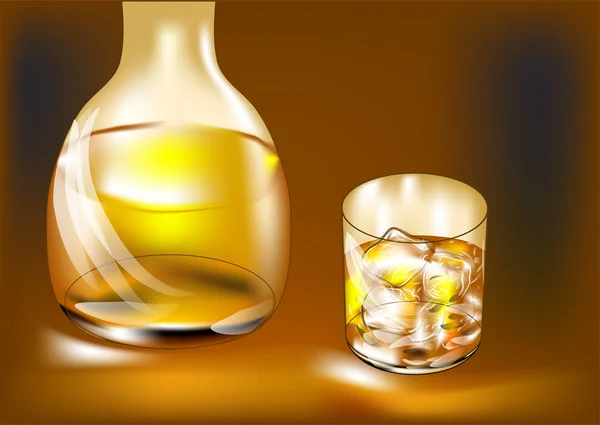 Whiskyflasche und Glas — Stockvektor