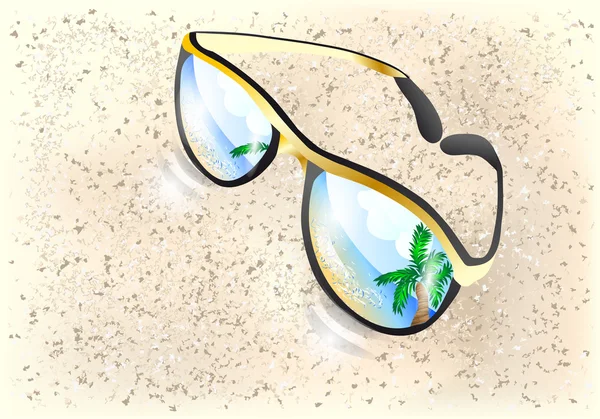 Solglasögon o sand — Stock vektor