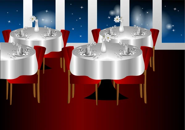 Restaurante noche en el interior — Vector de stock