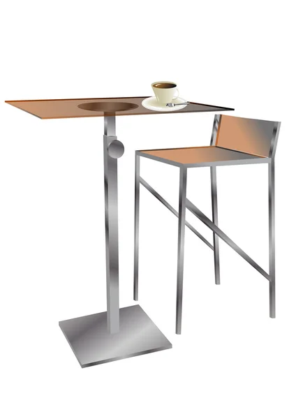 Café tabel met koffie — Stockvector