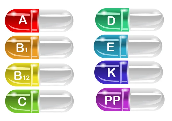 Vitamine pillen — Stockvector