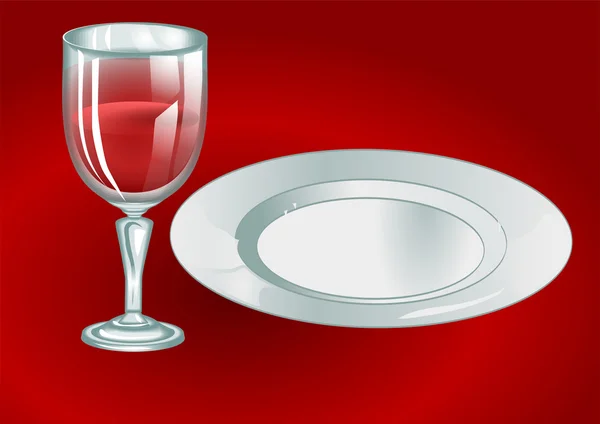 Бокал вина с тарелкой — стоковый вектор