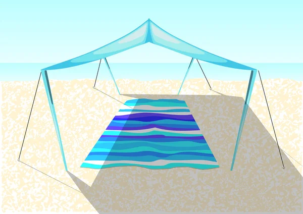 Beach tält på en sand — Stock vektor