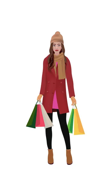 Woman Holding Shopping Bags Vector — Stock Vector