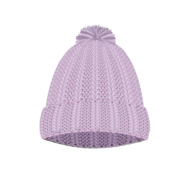 紫色针织冬季帽 矢量说明 — 图库矢量图片