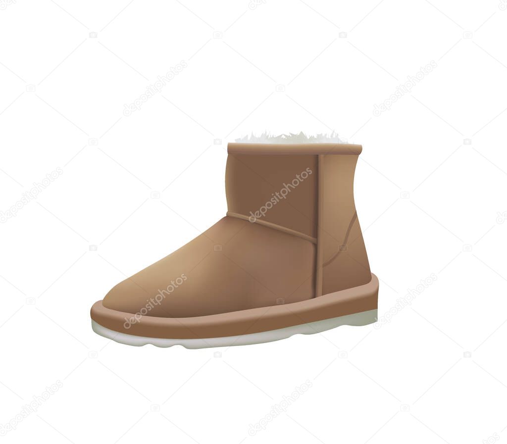 Brown snug boot, vector illustration