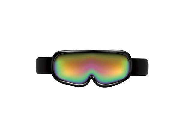 Schwarze Skibrille Frontansicht Vektor — Stockvektor