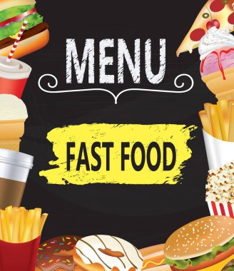 Fast food menü tasarımı. vektör