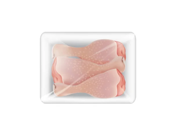 Fresh Chicken Legs Package Vector Illustration — Stock Vector