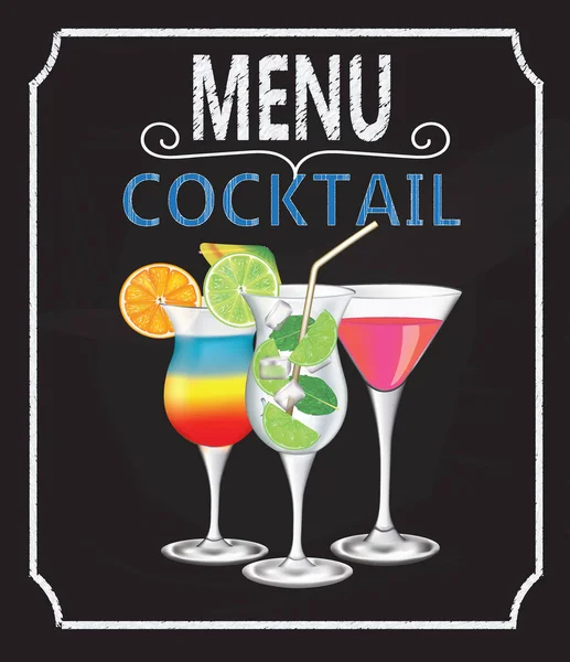 Cocktails Menu Design Vector Illustration — Stock Vector
