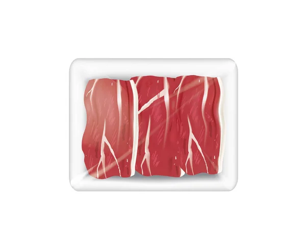 ポーク肉ステーキパッケージ ベクターイラスト — ストックベクタ