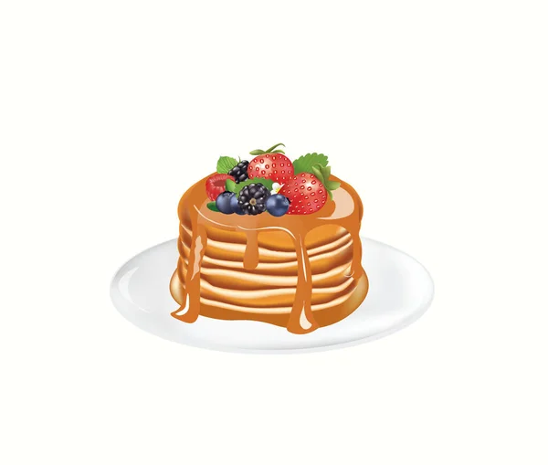 Pancakes Maple Syrup Vector — Stock Vector