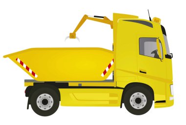Sarı çöp kamyonu. vektör illüstrasyonu